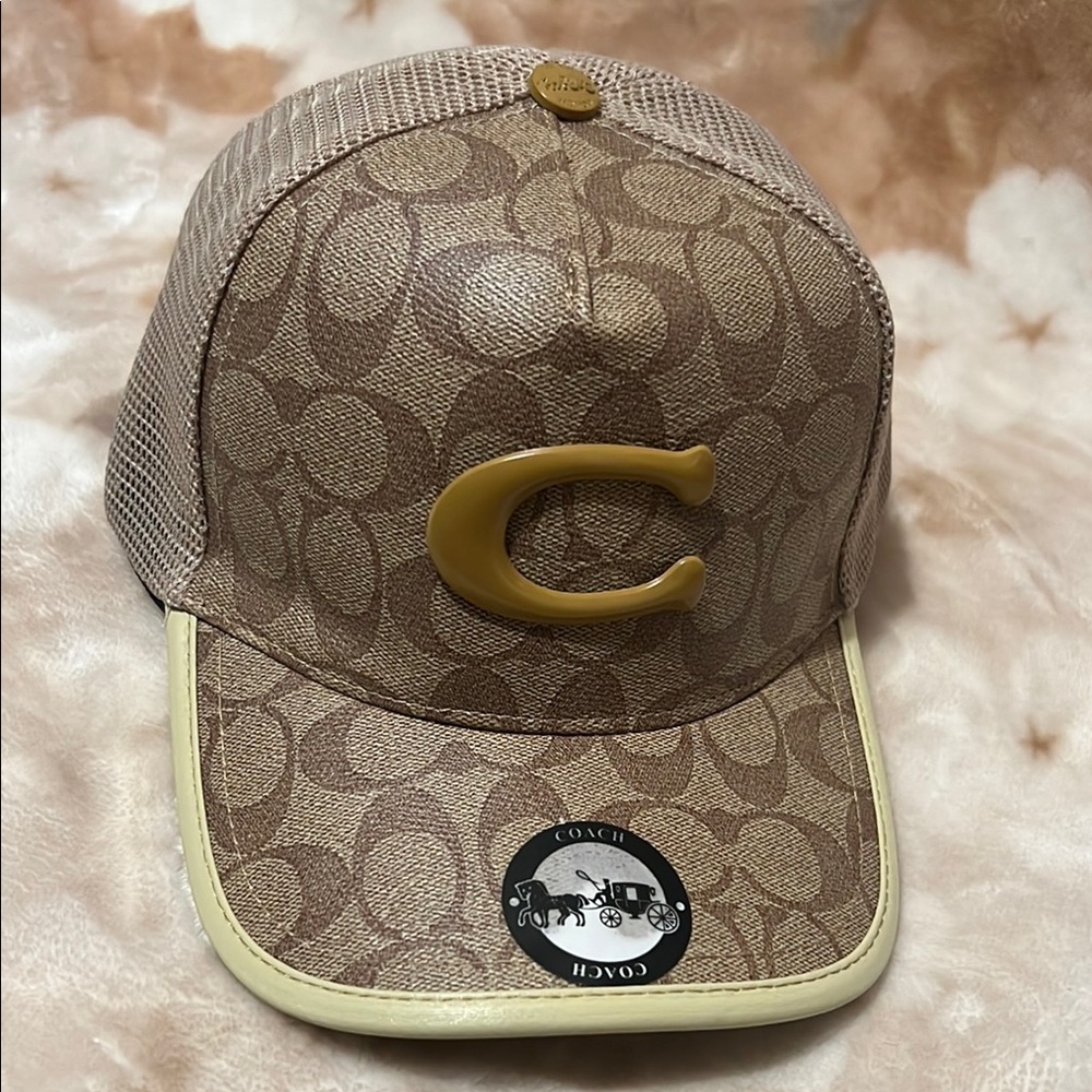 Coach Tan and Gold Cap